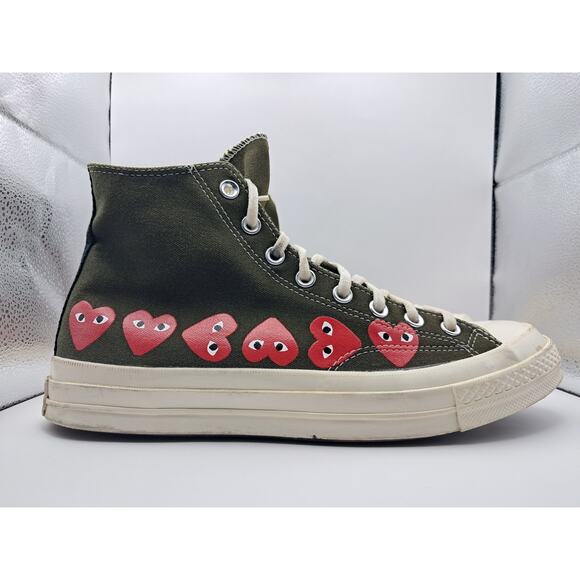 Converse Chuck Taylor All Star 70 Hi Comme des Garçons PLAY Multi-Heart Green - Picture 6 of 9